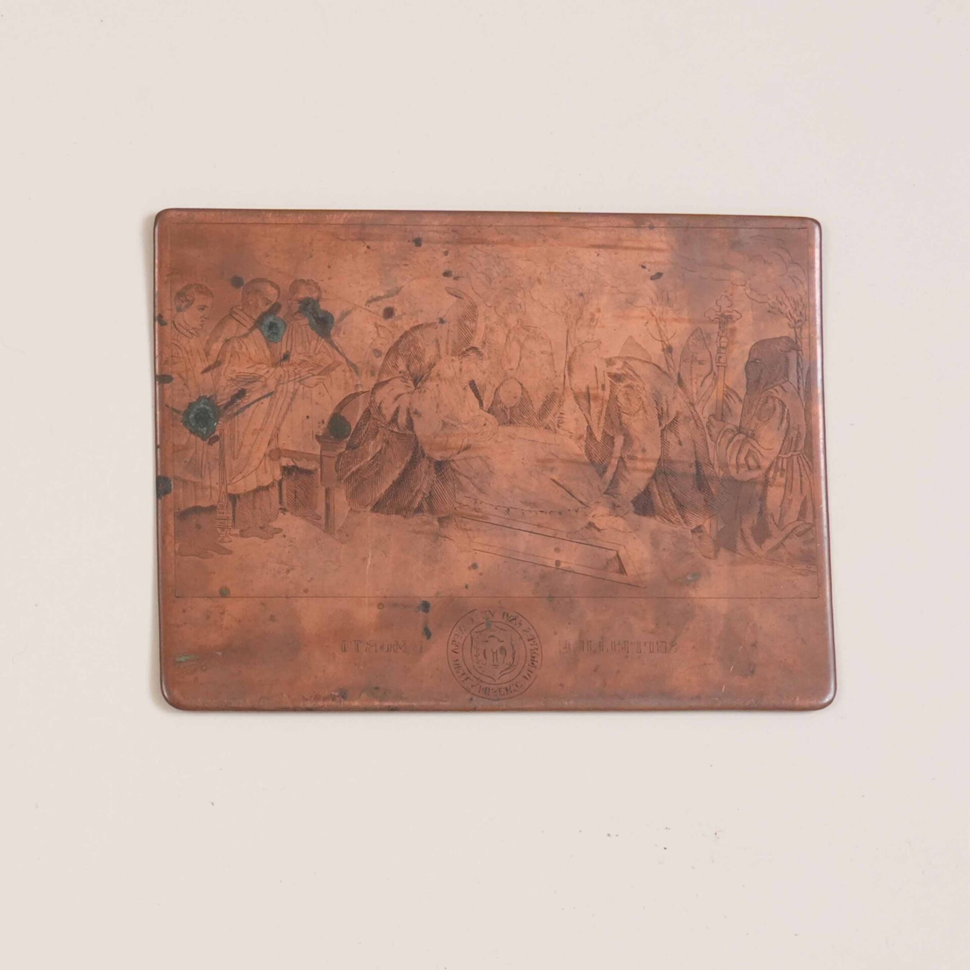 Matrice calcografica raffigurante il trasporto su cataletto 