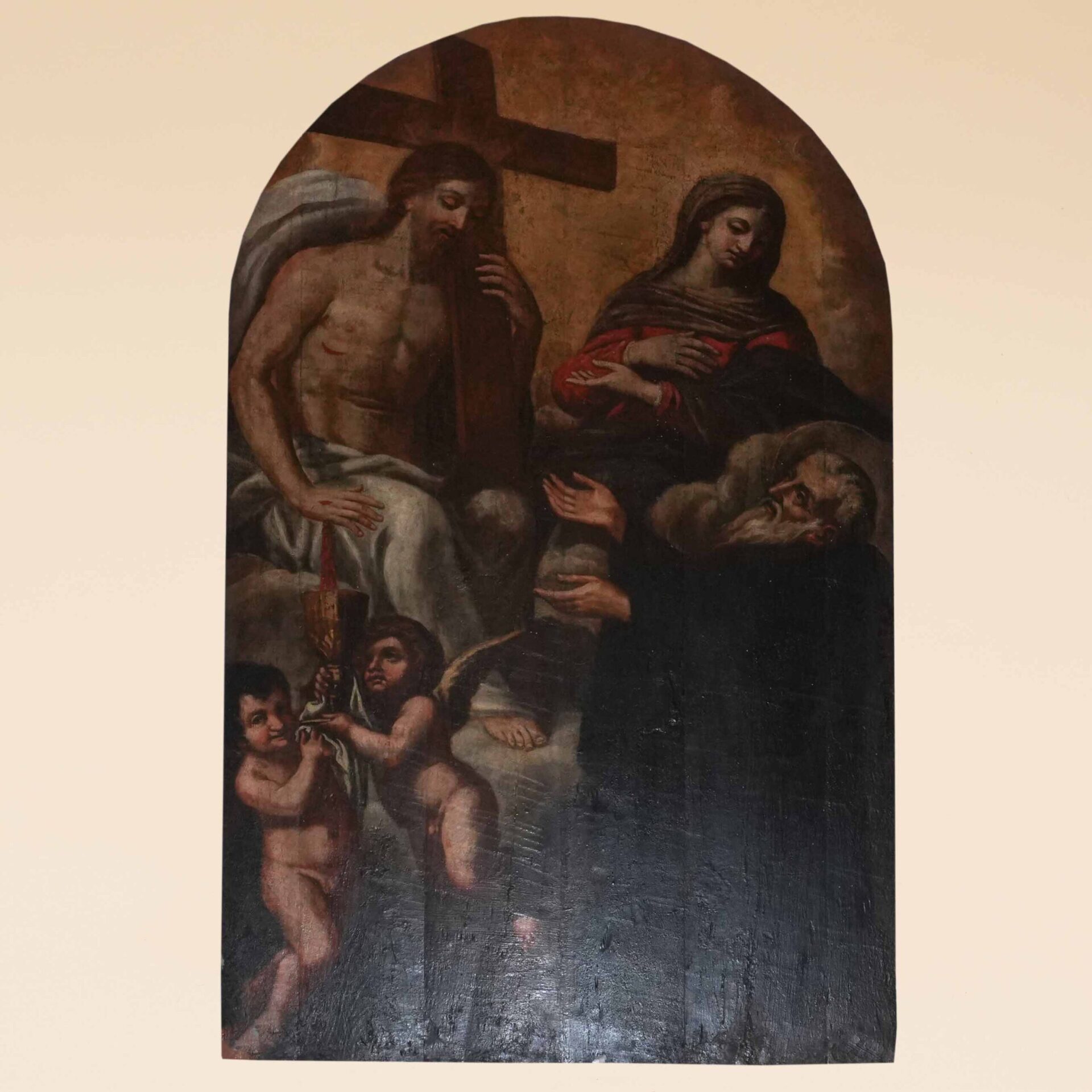 Sant’Egidio prega verso Cristo Risorto assistito dalla Madonna e dagli Angeli